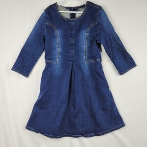 HUDSON 3/4 SLEEVE stretch DENIM JEAN DRESS w/ POCKETS large